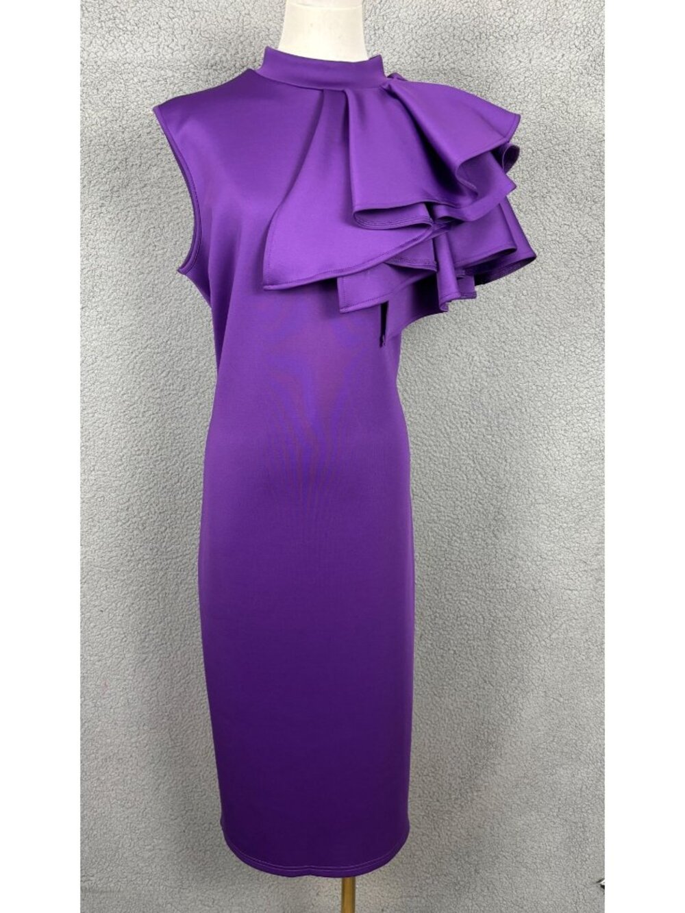 Memoriesea Women's  Sleeveless Ruffle  Pencil Midi Dress  Purlpe Size XL NWOT's.